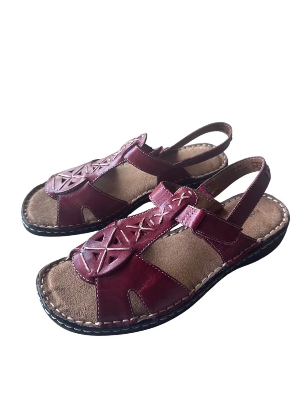 Natural Soul By Naturalizer Red Leather Slingback Sandals Womens 9M Comfort Boho